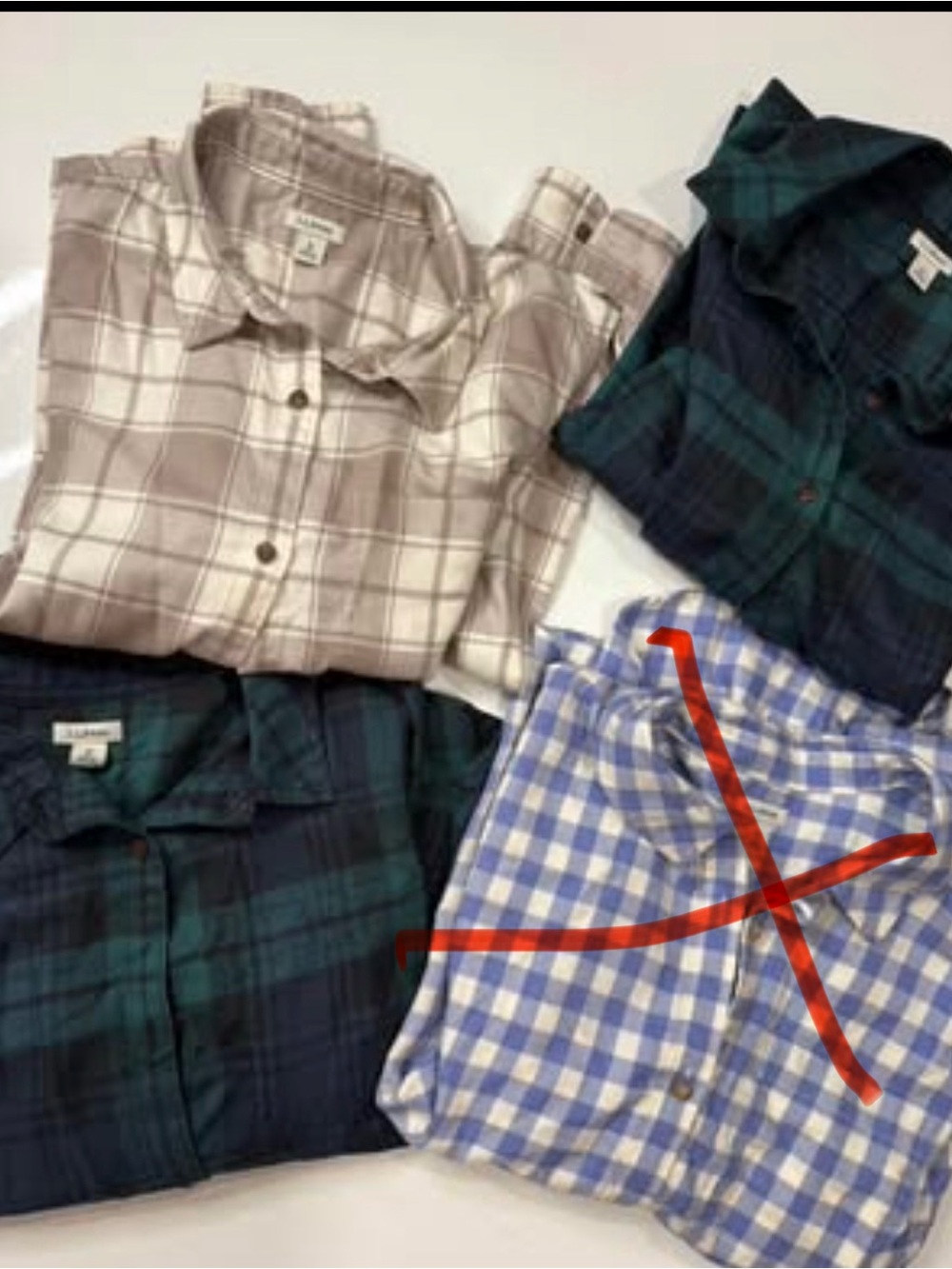 Lot of 3 LL Bean Womens Medium Plaid Flannel Button Down Shirt Cotton A040726